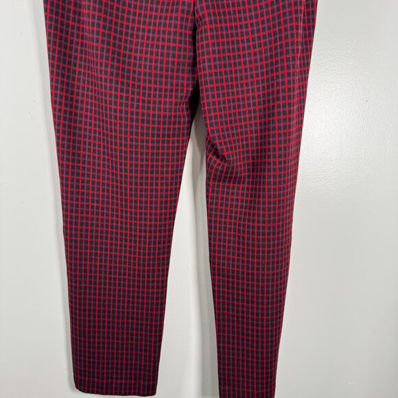 J.Jill Women's Plaid Red Stretch High Rise Viscose Ponte Slim Leg Pant Size L - Picture 6 of 10